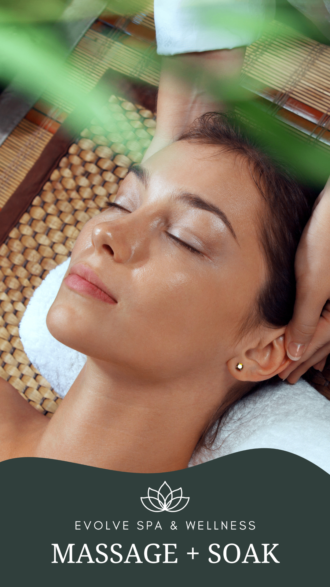 Evolve Spa and Wellness social creative - massage and soak campaign post